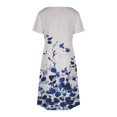 thumbnail image 5 of SMihono Robe d'Été pour Femmes Grande Taille Mode Décontractée Col en V Imprimé Ample Élastique Manches Courtes Jupe, 5 of 5