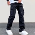 thumbnail image 4 of AherBiu Cargo Pants For Men Drawstring Elastic Waisted Wide Leg Pants With Zipper Multi Pockets Outdoor Casual Loose Trousers, 4 of 5
