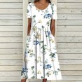 thumbnail image 2 of Pisexur Robe T-Shirt d'Été pour Femme, Décontractée, Florale, Col Rond, Manches Courtes, Robe Évasée, Taille Empire, Robe Maxi avec Poches, 2 of 7