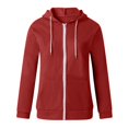 thumbnail image 3 of TIMIFIS Chandails à Capuche Zippés pour Femmes à Manches Longues d'Automne Surdimensionnés Décontractés Chandails Veste d'Entraînement Haut à Capuche-Rouge-0-Lfall, 3 of 5