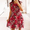thumbnail image 1 of EGNMCR Robes d'Été pour Femmes Tendance 2024 Mode pour Femmes Bohème Col Rond Ample Manches Courtes Robe Longueur Imprimée, 1 of 9