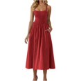 thumbnail image 1 of Yuyuzo Robes pour Femmes Décontractées Robes Maxi Smockées Bretelles Spaghetti Évasées Ligne A Longue Fluide Robe d'Été de Plage, 1 of 6