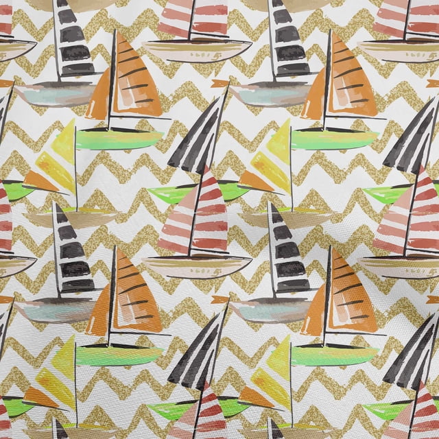 oneOone Polyester Spandex Beige Fabric Beach Sewing Material Print Fabric By The Yard 56 Inch Wide