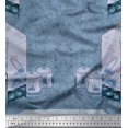 thumbnail image 1 of Soimoi Blue Polyester Crepe Fabric & Floral Artistic Print Fabric by Yard 42 Inch Wide, 1 of 3