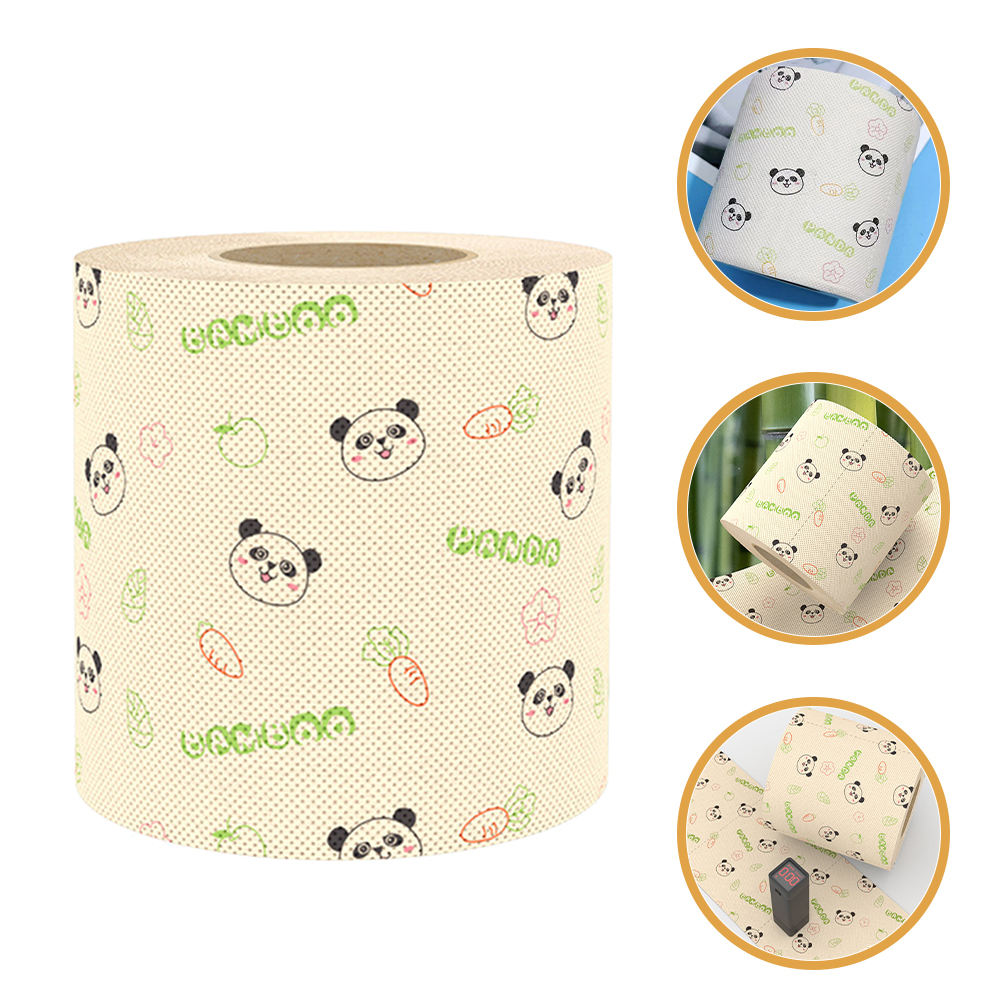 SHOWERORO Decorative Bamboo Toilet Paper Roll with Panda Pattern Soft Comfortable Bathroom Tissue
