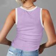 thumbnail image 3 of Besolor 2024 Summer Workout Tank Tops for Women Crewneck Knit Ribbed Side Ruched Crop Tops Sleeveless Trendy T Shirts, 3 of 6