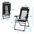 thumbnail image 3 of Gymax Lot de 4 Chaises Pliantes Chaises Inclinables Réglables avec Appuie-Tête Patio Jardin Noir, 3 of 10
