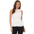 thumbnail image 1 of INSPIRE CHIC Women's Ruffle Neck Keyhole Back Sleeveless Floral Lace Peplum Top, 1 of 6