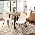 thumbnail image 2 of Homy Casa 63 Inch Walnut Dining Table Set, 4 Chairs with Beige Upholstery, Metal Base for Kitchen or Dining Room, 2 of 8