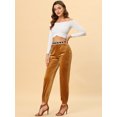 thumbnail image 2 of INSPIRE CHIC Pantalon Jogger en Velours à Taille Haute à Cœurs Contrastants pour Femme Brun TP, 2 of 5