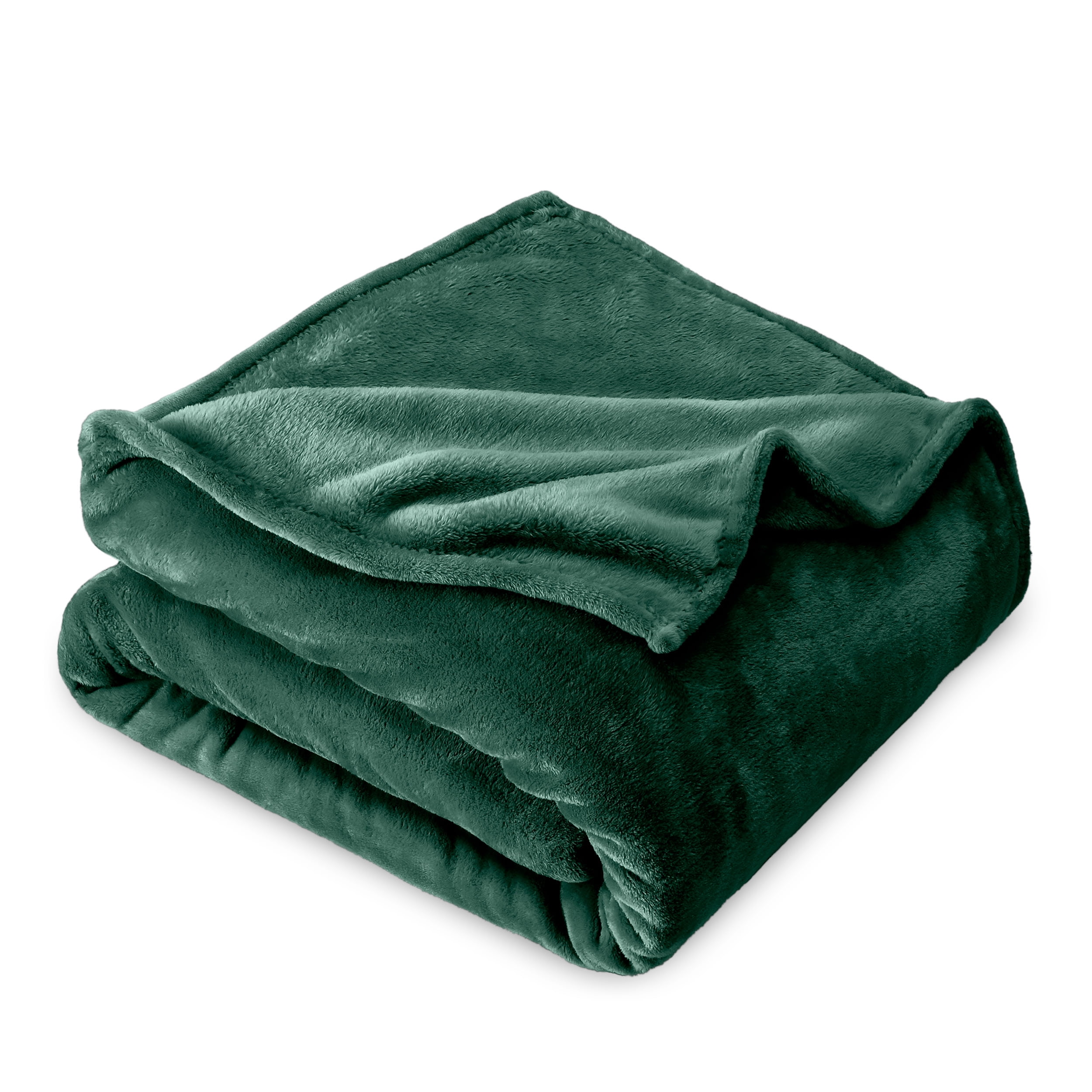 Bare Home Couverture en Molleton Microplush - 300 G/m2 - Microfibre Duveteuse - Douce et Moelleuse - Très Grand Lit, Vert Forêt