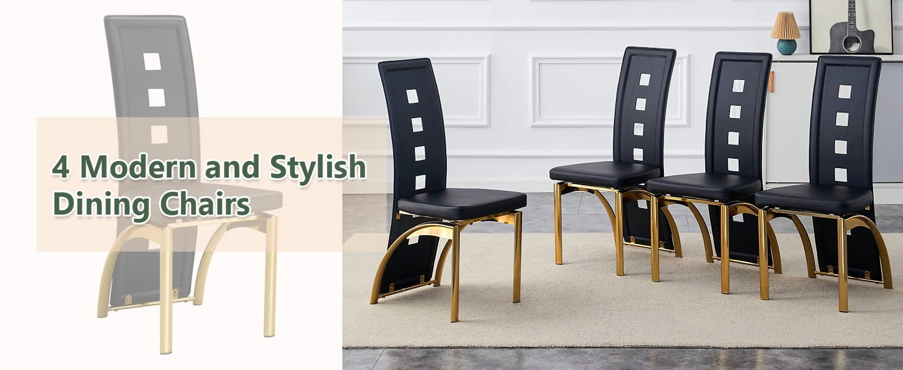 Noble House Modern Minimalist 4-Piece Dining Chair Set - Black Saddleback