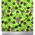 thumbnail image 1 of Soimoi Tissu Poly Georgette Feuilles & Raisins Fruits Tissu Imprimé 1 Yard 42 Pouces de Large, 1 of 3