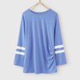 thumbnail image 4 of WEAIXIMIUNG Chemise à Phrase pour Enfants Petites Filles Tunique Col Rond Couleur Unie Manches Longues Rayée Confortable Décontractée avec Boutons Latéraux Blouse T-Shirt 8-9 Ans, 4 of 7