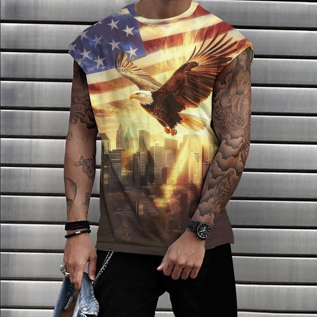 Boovnll Débardeurs Homme, Débardeur Sport Sans Manches à Col Rond Imprimé Mode Décontractée pour Homme, Débardeur Homme, Chemises Sans Manches pour Homme, Débardeurs