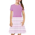 thumbnail image 2 of Liquidation Aujourd'hui Iumwxz Robe Décontractée Trapèze Robe Tunique pour Adolescentes Robe Col Ras du Cou Imprimé à Rayures Manches Courtes Robes pour Enfants Robe Ravissante pour Costume 4-14a, 2 of 7