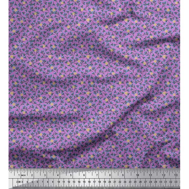 Soimoi Polyester Crepe Fabric Flower Artistic Decor Fabric Printed Yard 52 Inch Wide