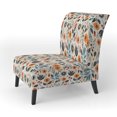 thumbnail image 3 of Designart « Éclat Floral Rétro en Orange et Sarcelle » Fauteuil d'Appoint Rembourré à Motif Floral Orange - Fauteuil de Style Champêtre pour Salon, 3 of 7