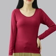 thumbnail image 4 of RKSTN Pyjama pour Femmes Mode Couleur Unie Col Ras du Cou Léger avec Soutien-Gorge Rembourré Intégré Manches Longues Tenue de Nuit Confortable Automne Mode Hiver Décontracté une Pièce Haut de Nuit, 4 of 5
