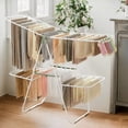 thumbnail image 3 of 2-Level Foldable Clothes Drying Rack with Height-Adjustable Wings, Free-Standing Laundry Rack Clothes Dryer, 33 Drying Rails, and Sock Clips, 3 of 7