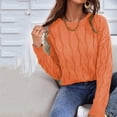 thumbnail image 2 of Chandails pour Femmes Chandail Mode pour Femmes Hiver Décontracté à Boutons Col Rond Manche Chandail Uni Hauts Blouse Hauts pour Femmes Automne 2024 S-215 Orange G, 2 of 8