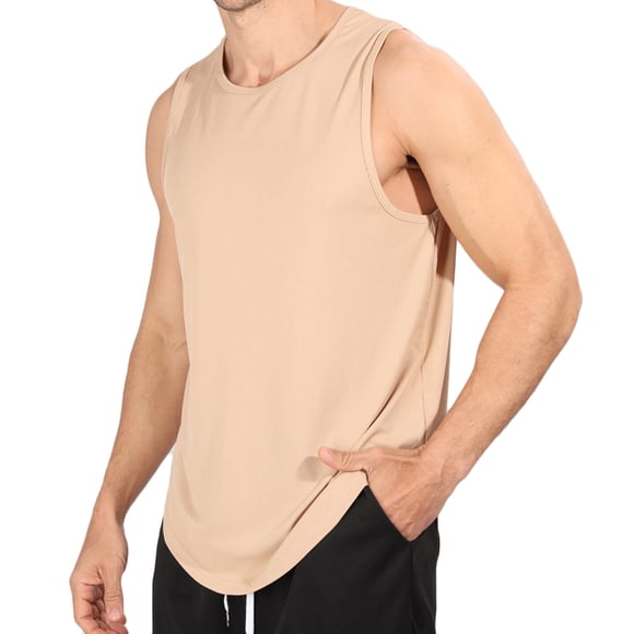 breaise Men's Workout Tank Top Sleeveless Casual Running Gym Muscle Bodybuilding Casual Tees Khaki S Overstock sale