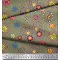 thumbnail image 2 of Soimoi Green Moss Georgette Fabric Insect & Floral Clip Art Print Fabric by Yard 42 Inch Wide, 2 of 3