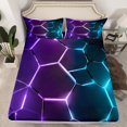 thumbnail image 2 of Erosebridal Modern Abstract Sheet Set Full, Striped Geometric Bedding Sets Full Size, Blue Purple, 4pcs, 2 of 7