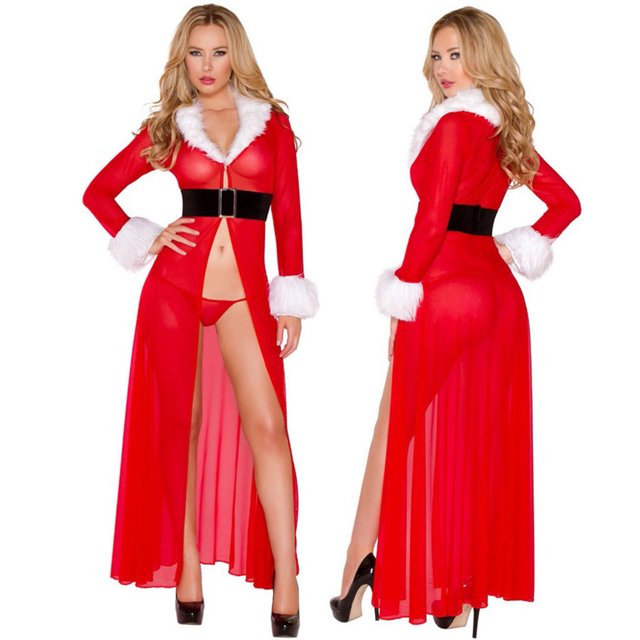 LSLJS Femmes Aguichant à Manches Longues Robe de Fête de Noël Lingerie Cardigan Peignoir Ceinture, Peignoirs Cadeaux pour Femmes