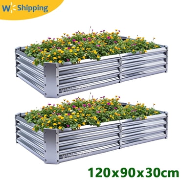 2PCS Raised Garden Beds 4x3x1FT Outdoor Galvanised Planter Boxes Large Raised Garden Plant Beds Tank for Veg Flowers Herb(120x90x29cm)