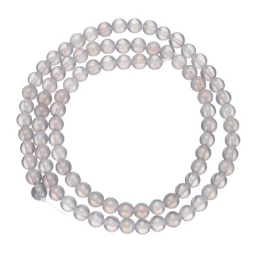 Uxcell Perles en Agate Grise Solide 4 mm Perles en Pierre Précieuse Naturelle, Perles Rondes Lisses et Lâches pour Fabrication de Bijoux (1 Brin - 91 Pcs)