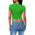 thumbnail image 4 of Yuyuzo Hauts de Sortie pour Femmes Manches Courtes Haut Court Col Rond T-Shirts Basiques Ajustés Extensibles, 4 of 7
