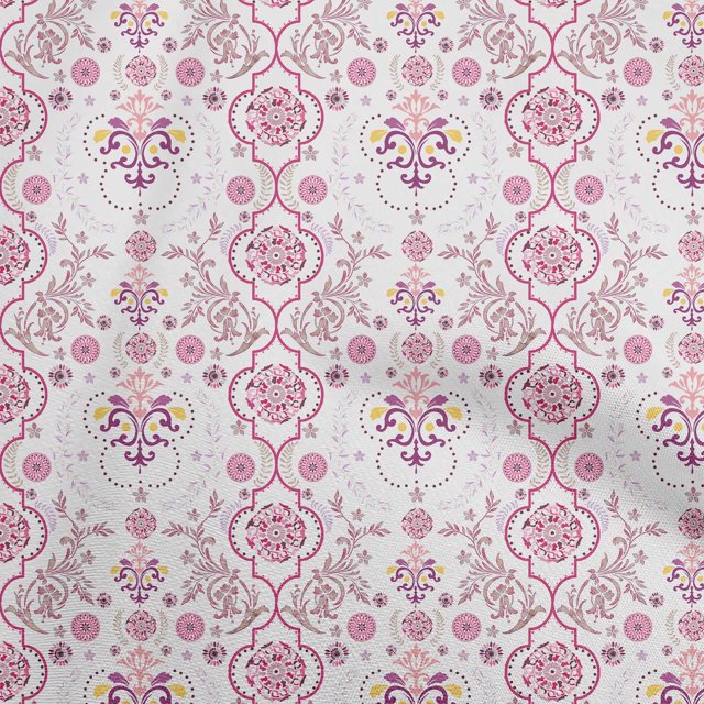 oneOone Rayon Pink Fabric Block Sewing Material Print Fabric By The Yard 56 Inch Wide