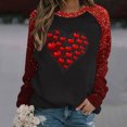 thumbnail image 2 of Penkiiy T-Shirts de la Saint-Valentin pour Femmes Col Rond Manches Longues T-Shirt Cœur Décontracté TG Rouge, 2 of 4