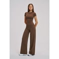 thumbnail image 4 of PISONIC Ensembles d'Entraînement Deux Pièces pour Femmes Coupe Ajustée T-Shirt à Manches Courtes Pantalon de Yoga à Jambe Droite Tenues de Yoga Ensemble de Gym Assorti, 4 of 6
