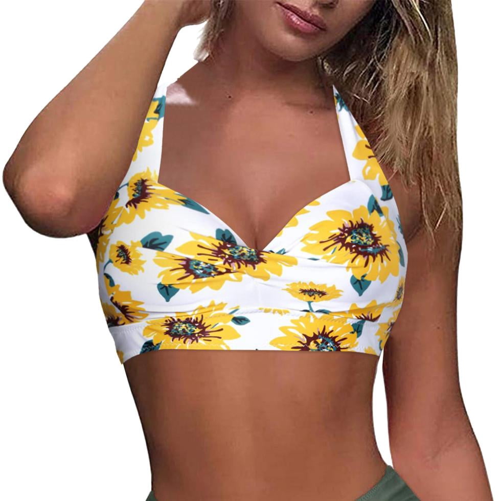 Birdeem Haut de Bikini Dos Nu à Col Licou pour Femmes, Mode Polyvalente Aguichant à Imprimé