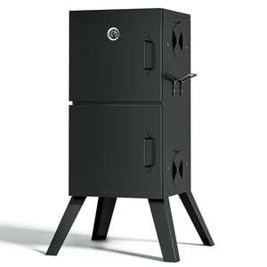 Kingchii Vertical Charcoal Smoker BBQ Grill with Built-in Thermometer, Portable Smoker for Backyard, Barbecue, and Outdoor Grilling