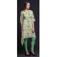 thumbnail image 2 of Bimba Kurti Asymétrique à Imprimé Floral et Feuilles Vertes pour Femmes, Robe d'Été Indienne, Tunique, Très Grand, 2 of 6