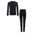 thumbnail image 1 of Moggemol Ensemble de Couche de Base de Compression pour Garçons, Col Rond, Haut à Manches Longues avec Leggings à Taille Élastique, Noir Gris 18, 1 of 5