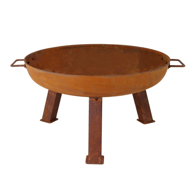 Sunnydaze Outdoor Camping or Backyard Portable Round Cast Iron Rustic Fire Pit Bowl with Handles - 24" - Oxidized Rust