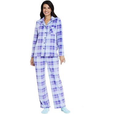 Womens Long Sleeve Minky Fleece Pajama Set Pj Pajama Set