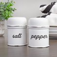thumbnail image 4 of AuldHome Salt and Pepper Shaker Set (White); Rustic Enamelware Retro Vintage Style Shaker Set, 4 of 4