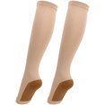 thumbnail image 3 of Compression Stockings, Anti-slip Leggings Stretch Socks, Open Toe Zipper Elastic Comfortable 1Pair For Long Trips Reduce Stasis Reduce Swelling Zipper SocksSkin Color+Bronze, 3 of 8