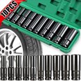 thumbnail image 1 of ZZkhGO 1/2 Inch Drive Socket Set, Extended Socket Wrench for Auto Repair, Chrome Vanadium Steel Tool Kit with Adapter, 1 of 7
