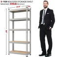 thumbnail image 2 of Yaheetech 5 Tiers Storage Shelf Metal Frame Organizer Rack 330LB Capacity for Each Tier, Light Gray, 2 of 8