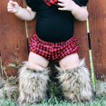 thumbnail image 2 of Faithtur Girl's Faux Fur Leg Warmers Solid Color Soft Cozy Fuzzy Boot Cuff Cover Party Costumes, 2 of 9