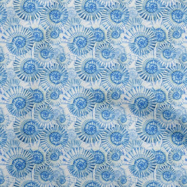 oneOone Cotton Flex Medium Blue Fabric Ocean Craft Projects Decor Fabric Printed By The Yard 40 Inch Wide