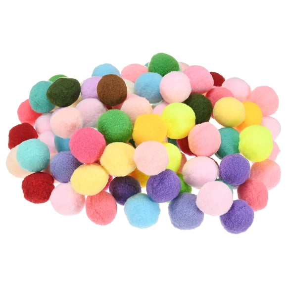 Uxcell 100-Pack Pom Poms for Craft, 1.18" (30mm) Polyester Mixed Color Series Soft and Fluffy Pompom Multicolor PomPoms Balls