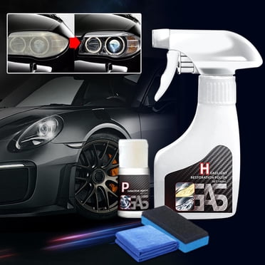Car Headlight Restoration Polishing Kits,Headlamp Repair Kits,Car Light Polisher Cleaning Kits,Headlight Restoration Kit with Crystal Coating - Yellow Removal and Lens Refurbishing Cleaner 180ml