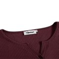 thumbnail image 4 of Women Spring T-Shirt Solid Color Ribbed Henley Neck Long Sleeve Slim-fitting Pullover for Girls Autumn, 4 of 6